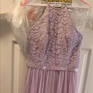 David’s Bridal bridesmaid dress in iris